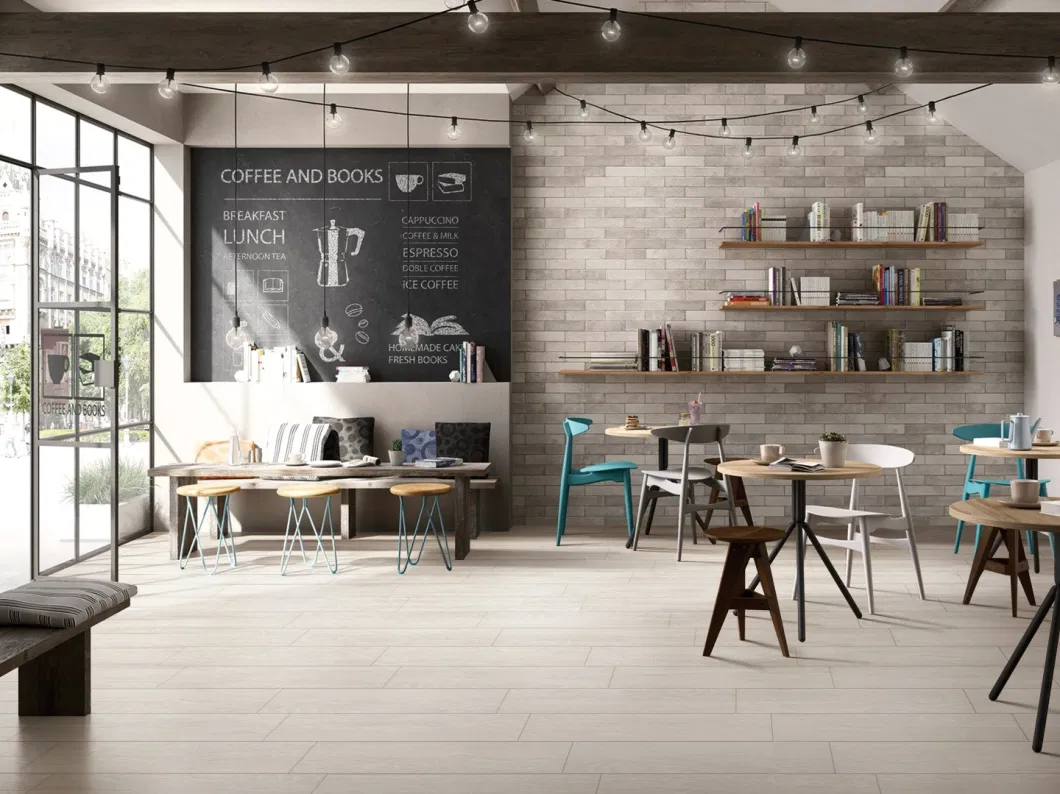 Grey Wooden Grain Glazed Ceramic Floor Tile for Living Room and Dining Room