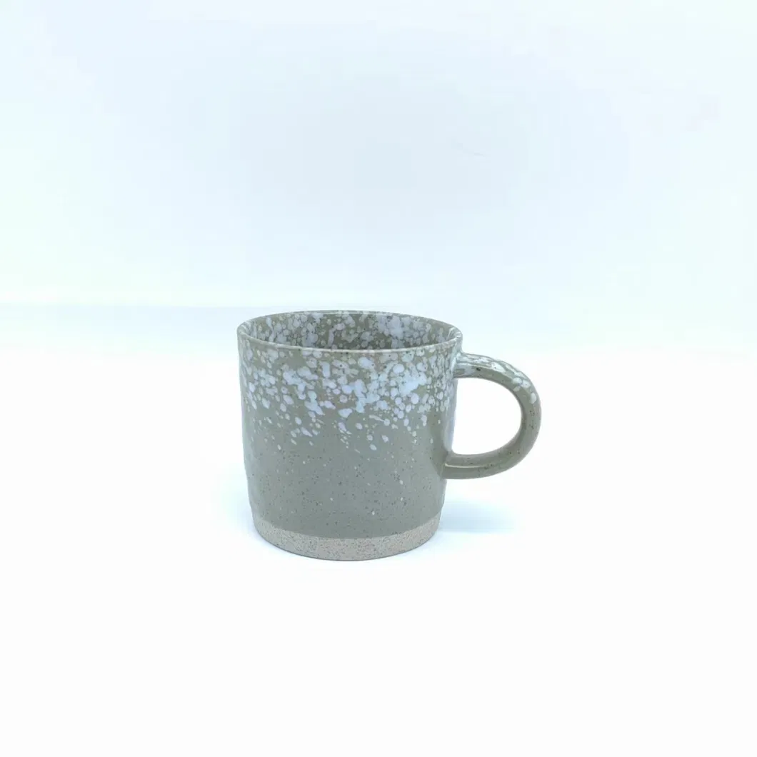 Stoneware Color Glaze with Snowflake and Sesame Dots and Clay Bottom Mug