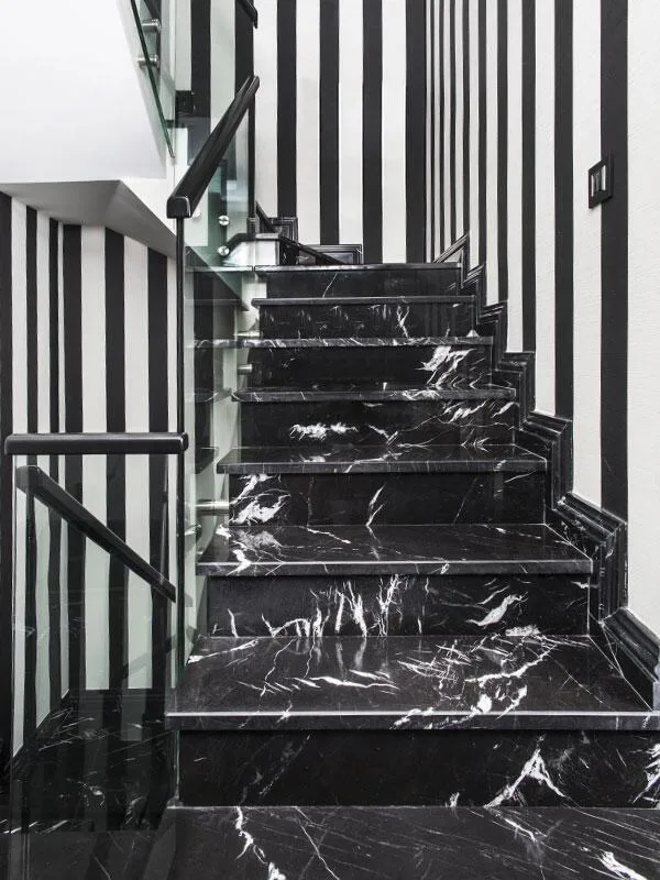 Natural Stone Ryker Black Nero Marquina Black/White Marble Quartz for Cut to Size Wall Floor Stair Tile