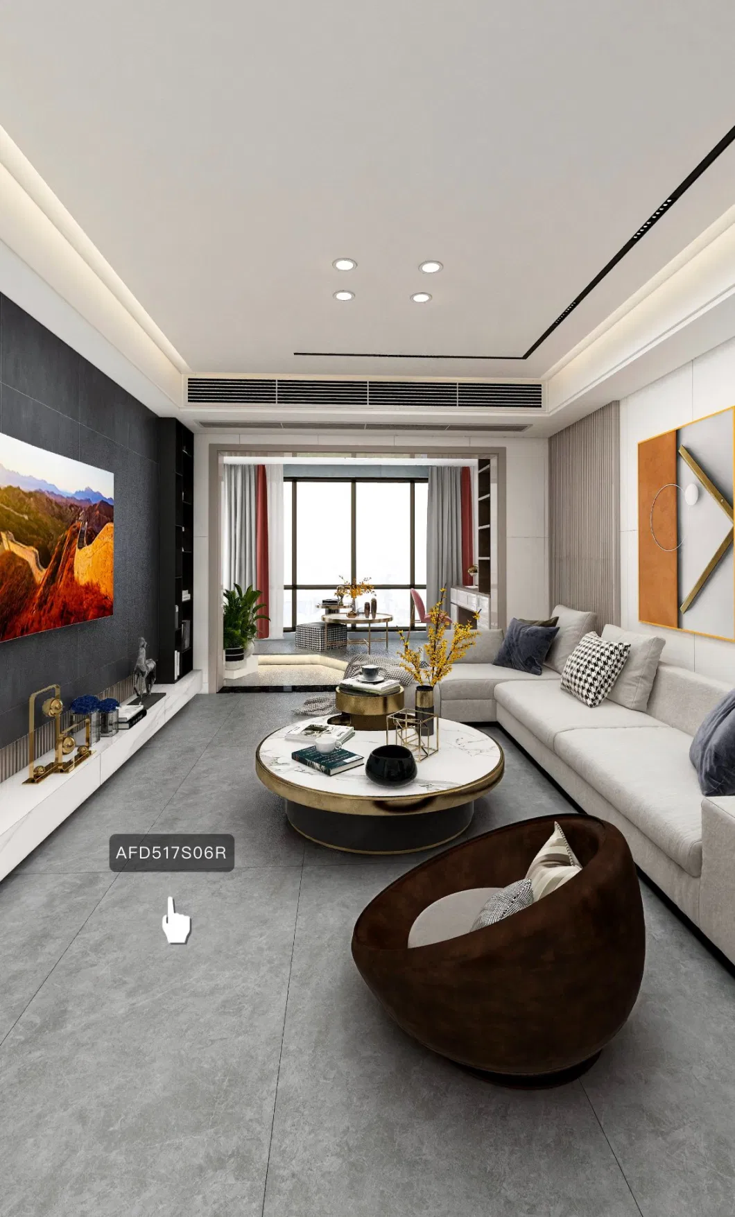 Foshan 750X1500 Floor Tile White and Yellow for Bathroom Anti-Slip, Modern Decoration, Simple Light Luxury Atmosphere