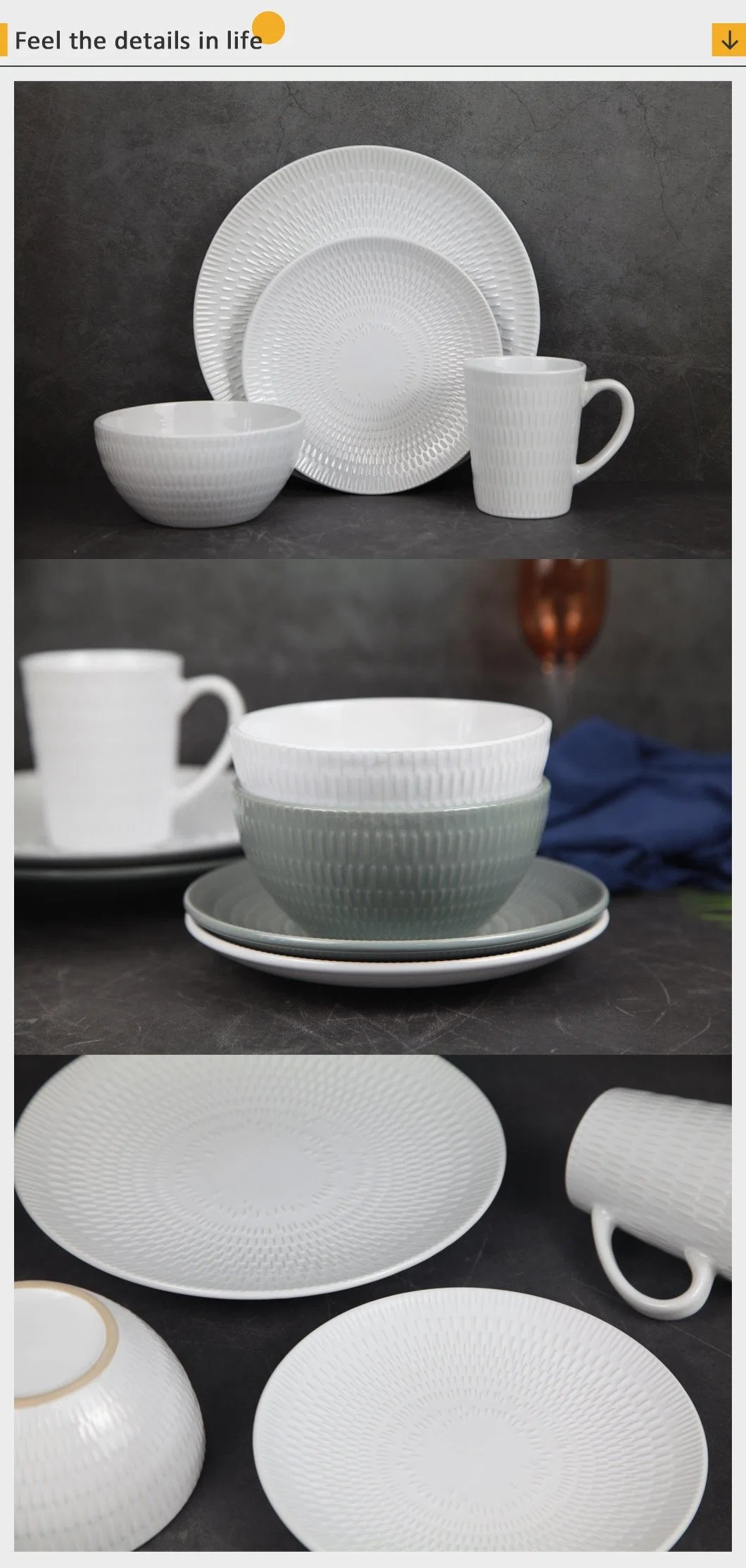 New Design Plates Sets Dinnerware Thick Dishware Unique Shape Dinnerware Sets Glazed Hotels Plates Dinner Set