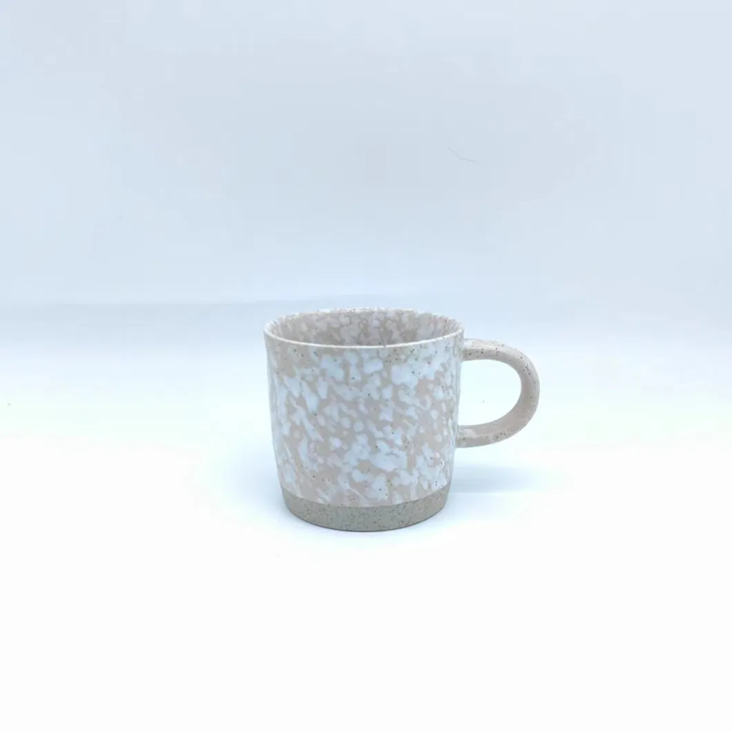 Stoneware Color Glaze with Snowflake and Sesame Dots and Clay Bottom Mug