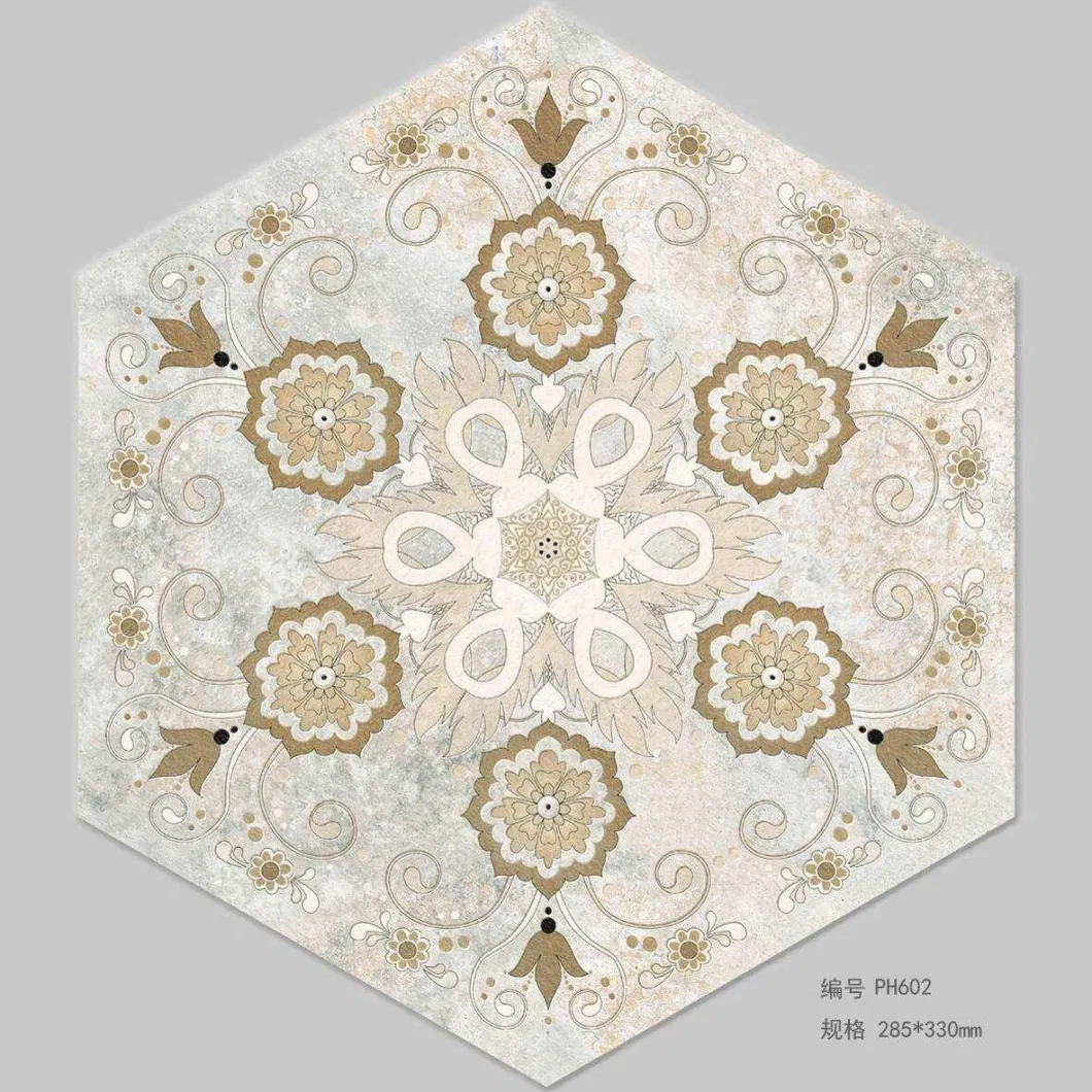 Art Ceramic Hexagonal Tiles for Bathroom Floor and Wall