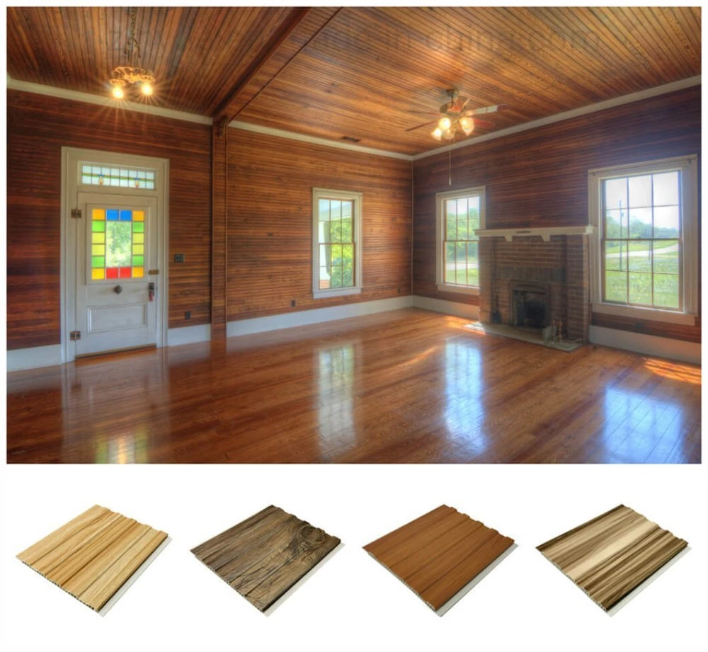 Wood Grain Plastic Tongue and Groove Wall Panels PVC Laminated Roof Ceiling Tiles