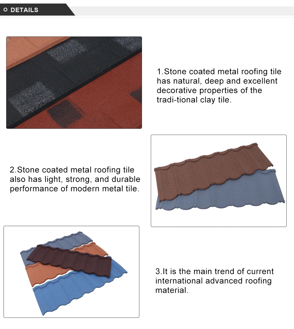 Bond Stone Color Coated Roof Metal Tiles Sheet Wall Panel Building Material Al-Zinc Electroplated Steel Roofing Tile