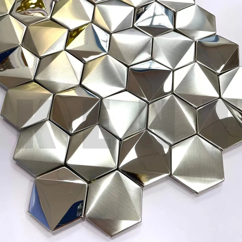 Hexagon Stainless Steel Metal Mosaic Tiles for Wall Decoration