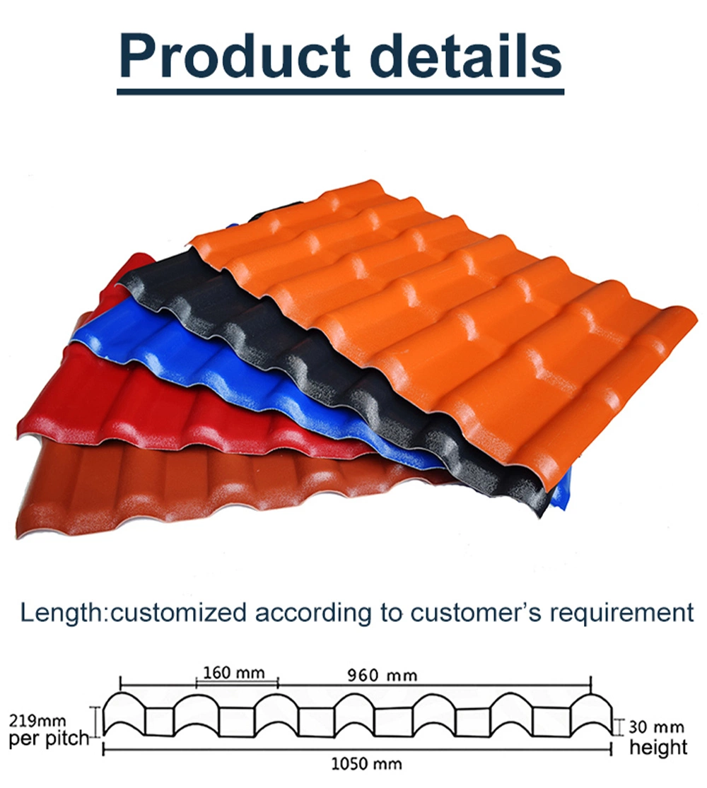 Plastic Synthetic Resin Tiles Chinese Supplier Spanish Tile for Wooden Houses PVC Roof Tile