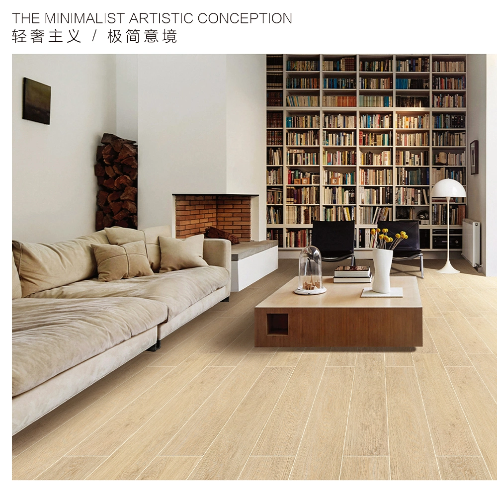 Woodgrain Finish Ceramic Floor Tile Water Resistance Slip-Resistant Porcelain Flooring