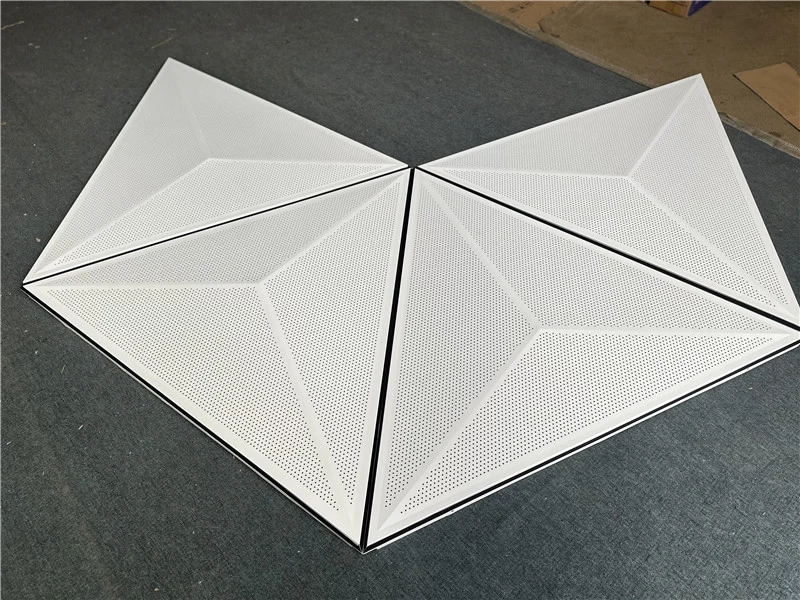 1200X1200X1200 Decorative 3D Perforated Acoustic Aluminum Triangle Ceiling Tile