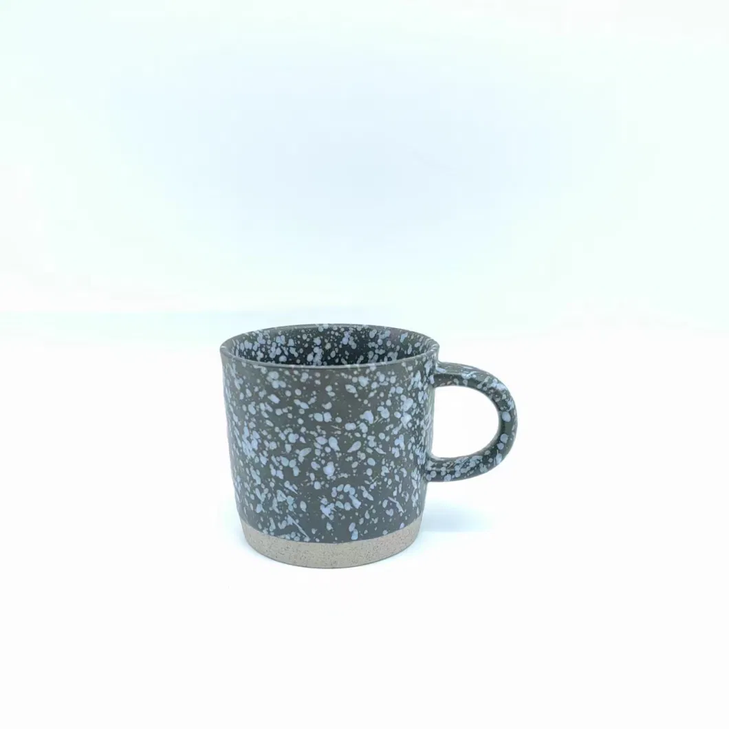 Stoneware Color Glaze with Snowflake and Sesame Dots and Clay Bottom Mug