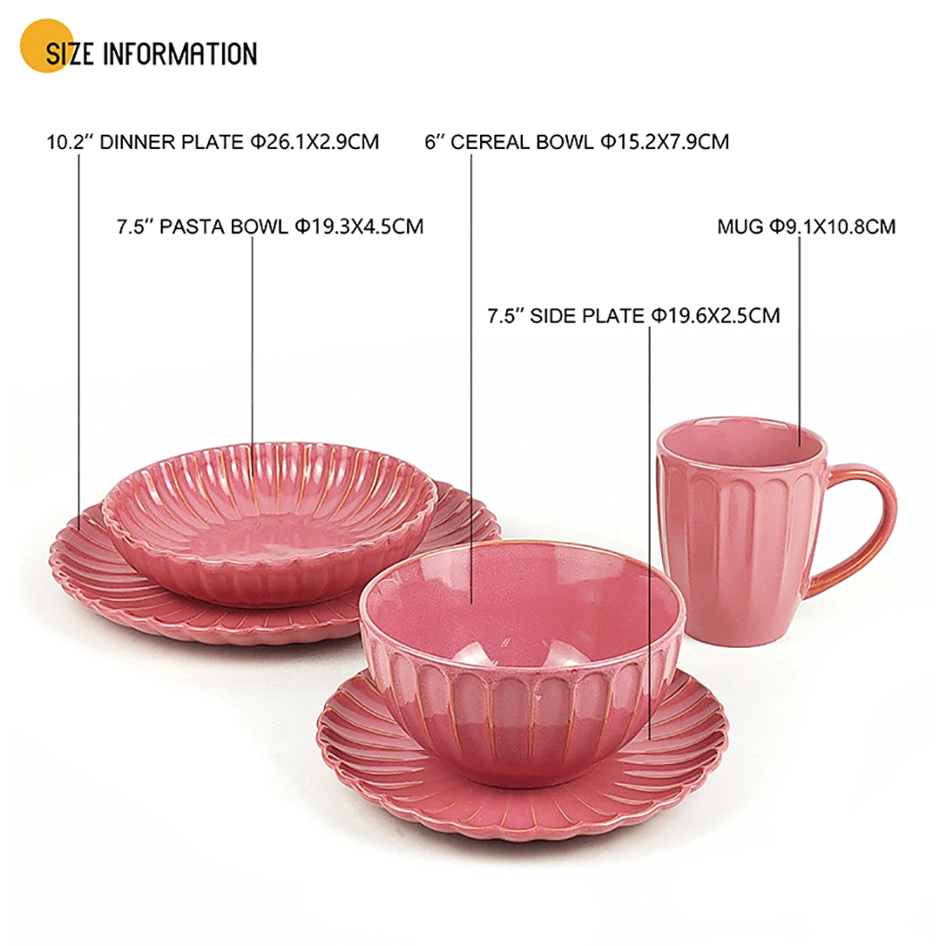 Ceramic Dinnerware Traditional Art 47 PCS Dinner Set Stoneware