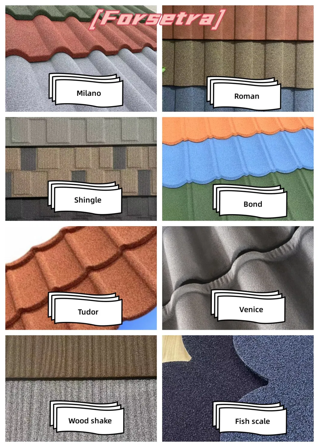 Acid-Resistant Color Coated Blue Stone Coated Metal Roof Tile