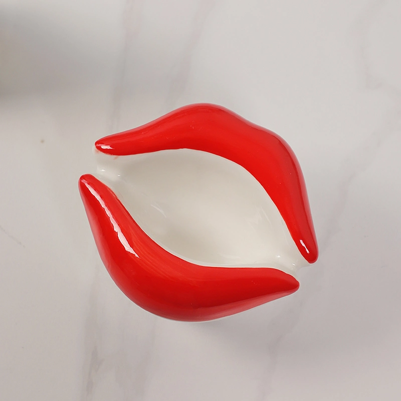 Portable Ceramic Stoneware Ashtray with Cherry Small Mouth Custom Color and Logo Lips for Hotels and Restaurants