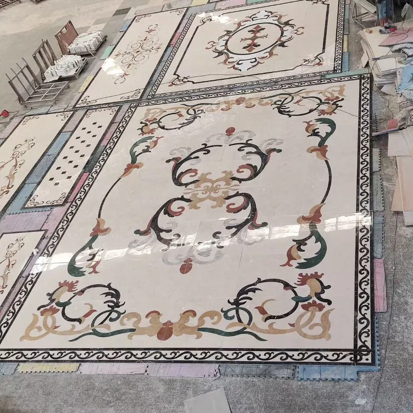 3D Colors Water-Jet Cutting Marble Pattern Tile for Hotel and Villa Lobby