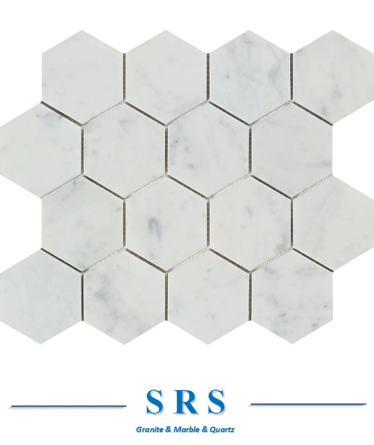 Natural Stone White Marble Shower Floor Hexagon Tile Mosaic