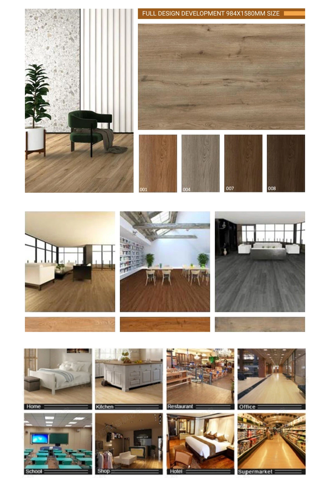 Wooden Anti-Slip Rigid PVC Lvt Click Floating Vinyl Flooring Covering