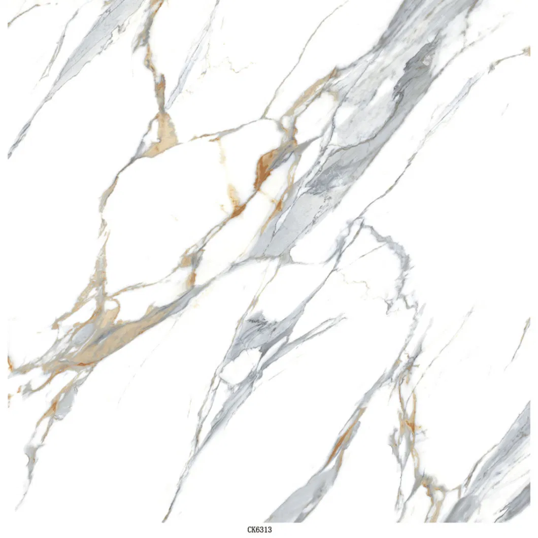 Black Gray Inject Printing Design White Marble Carrara Polished Tile for Wall Floor