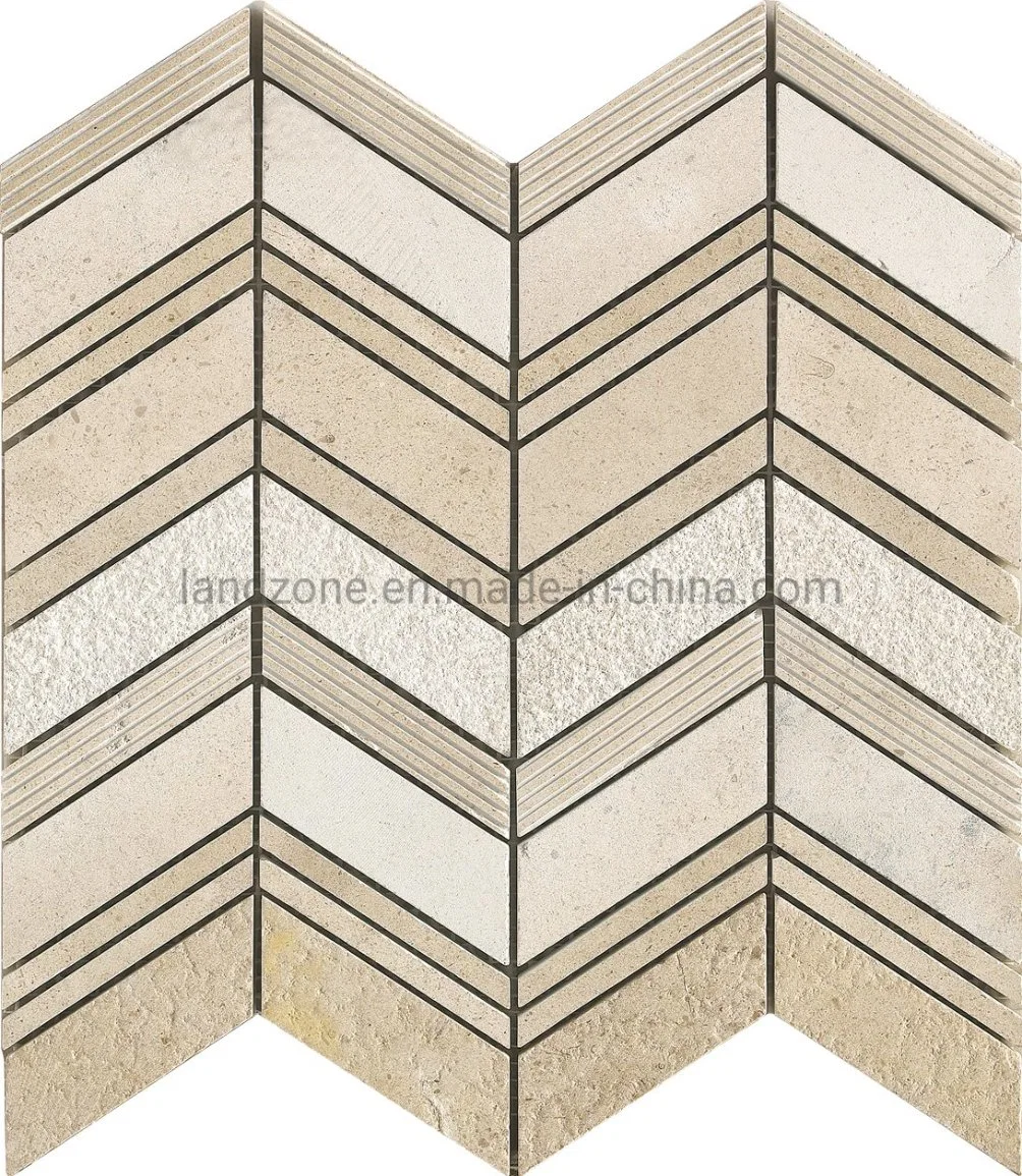 Herringbone Pattern White Marble Mosaic Tile for Interior Design