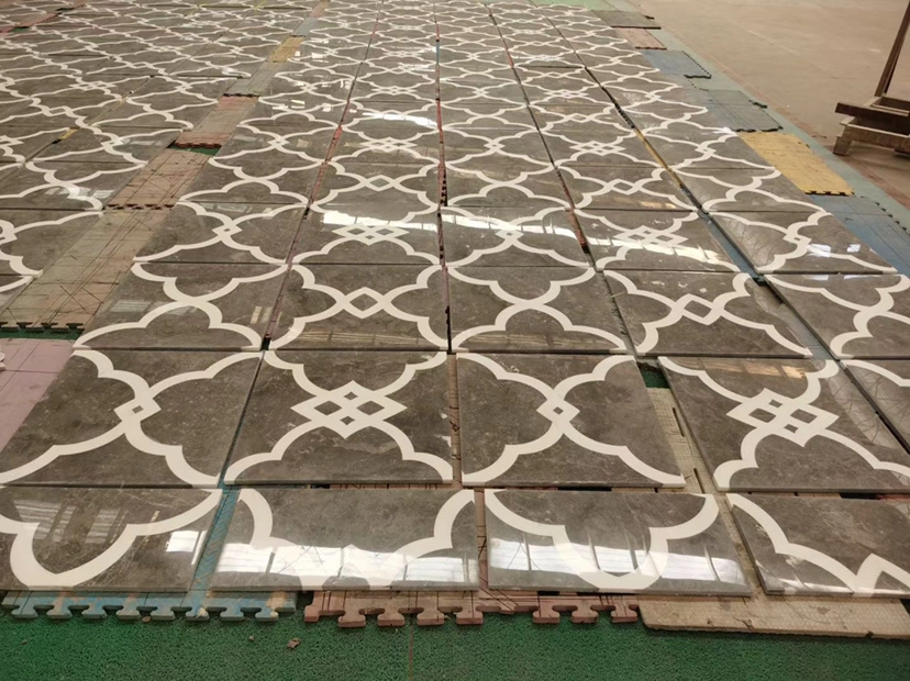 3D Colors Water-Jet Cutting Marble Pattern Tile for Hotel and Villa Lobby