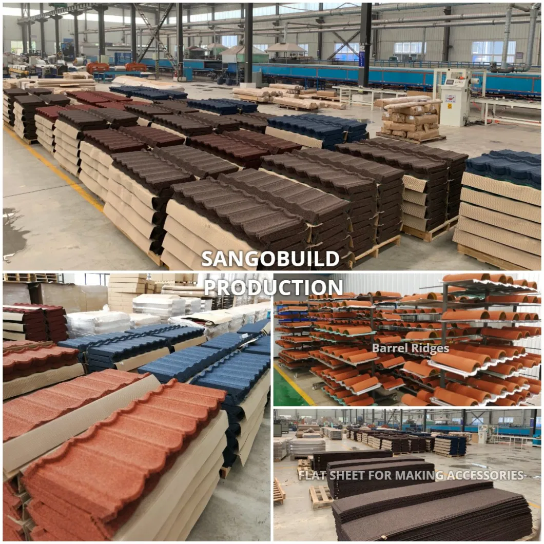 Roofing Materials Made in China Heat Resistant Top Construction Using Roof Tile Stone Coated Metal Roof Tiles