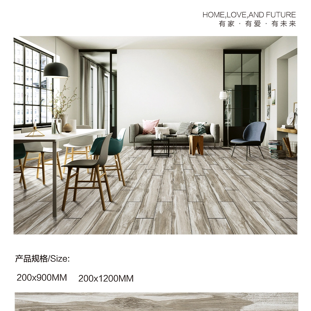 Woodgrain Finish Ceramic Floor Tile Water Resistance Slip-Resistant Porcelain Flooring