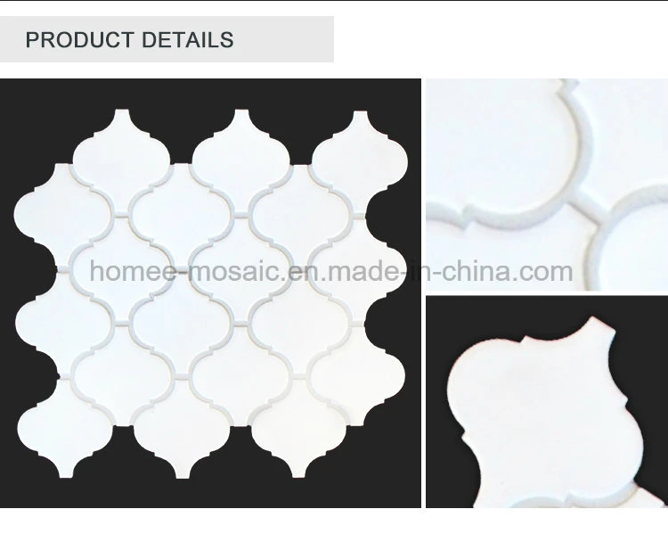 Best Arabesque Tile Matt Surface White Ceramic Lantern Shaped Mosaic