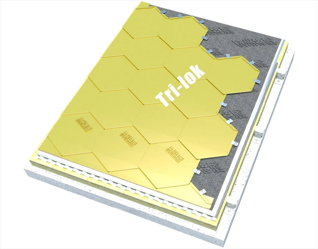 Trilok Metal Interlocking Roofing, Wall Cladding, Facade Hexagon Shingle Tile -Td218