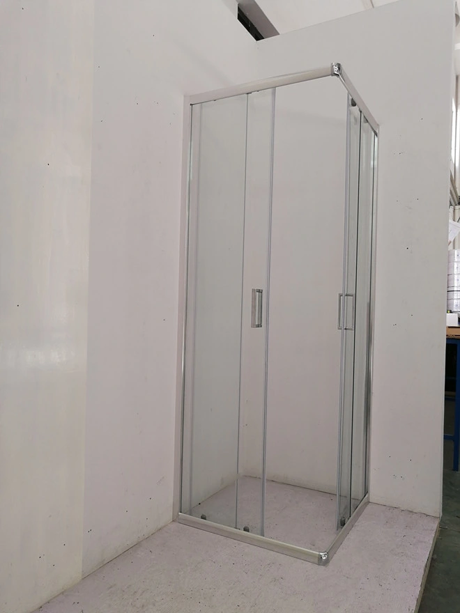 Matte Black Square Shower Cubicles 90*90*H190cm, Bi-Sliding Doors Open, 6mm THK Tempered Glass, 6463 Alu. Alloy Framed, Rigid CE Manufacturing Standards