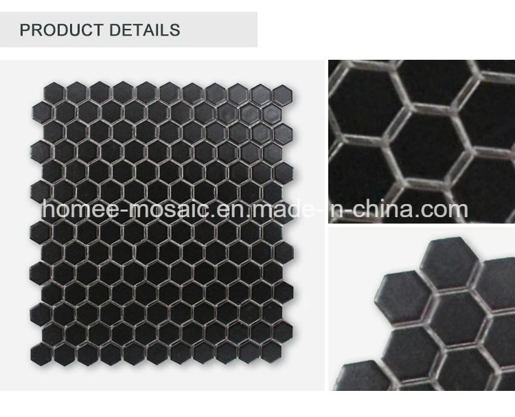 Matte Black Hexagon Design Porcelain Mosaic Tile