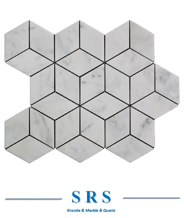 Natural Stone White Marble Shower Floor Hexagon Tile Mosaic