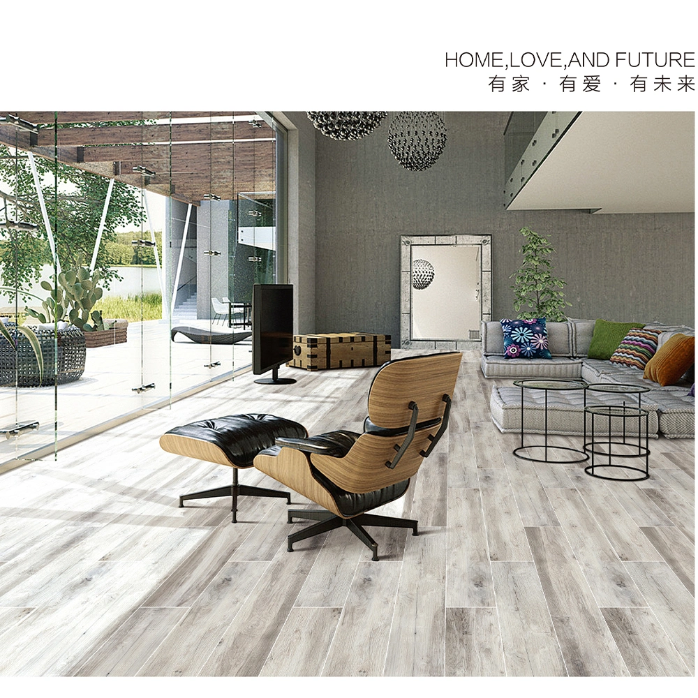 Woodgrain Finish Ceramic Floor Tile Water Resistance Slip-Resistant Porcelain Flooring