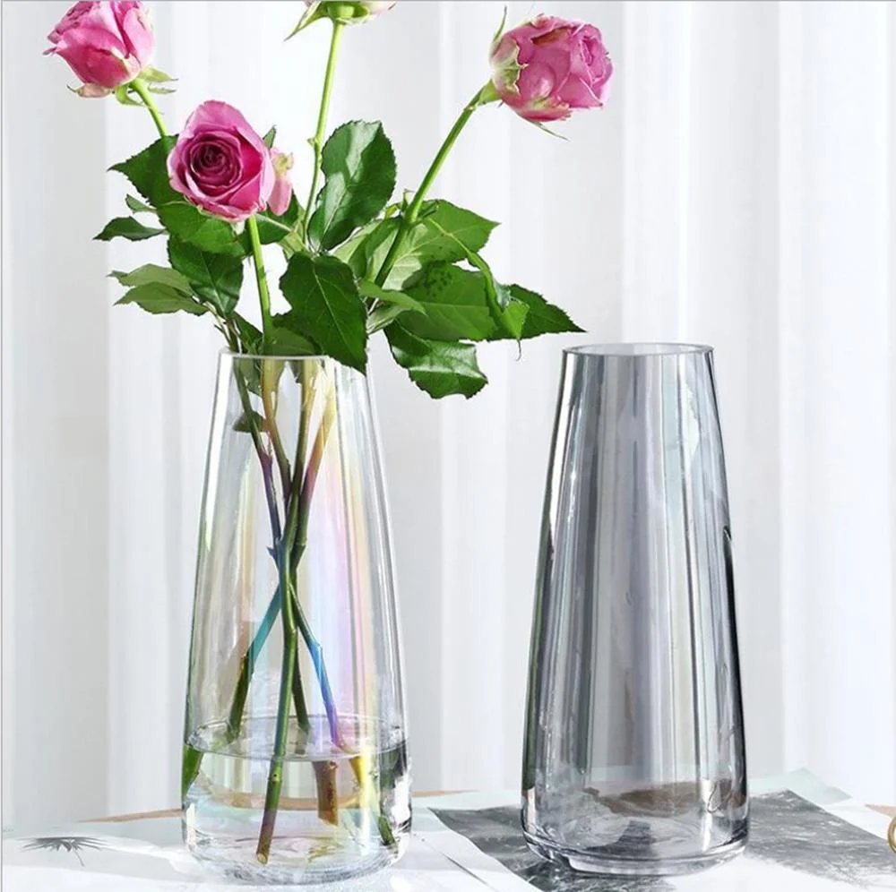 2022 Nordic Glass Vases Flower Coloured Glass Black Blue Vase Manufactures Modern Vase for Wedding Centerpieces Home Decor