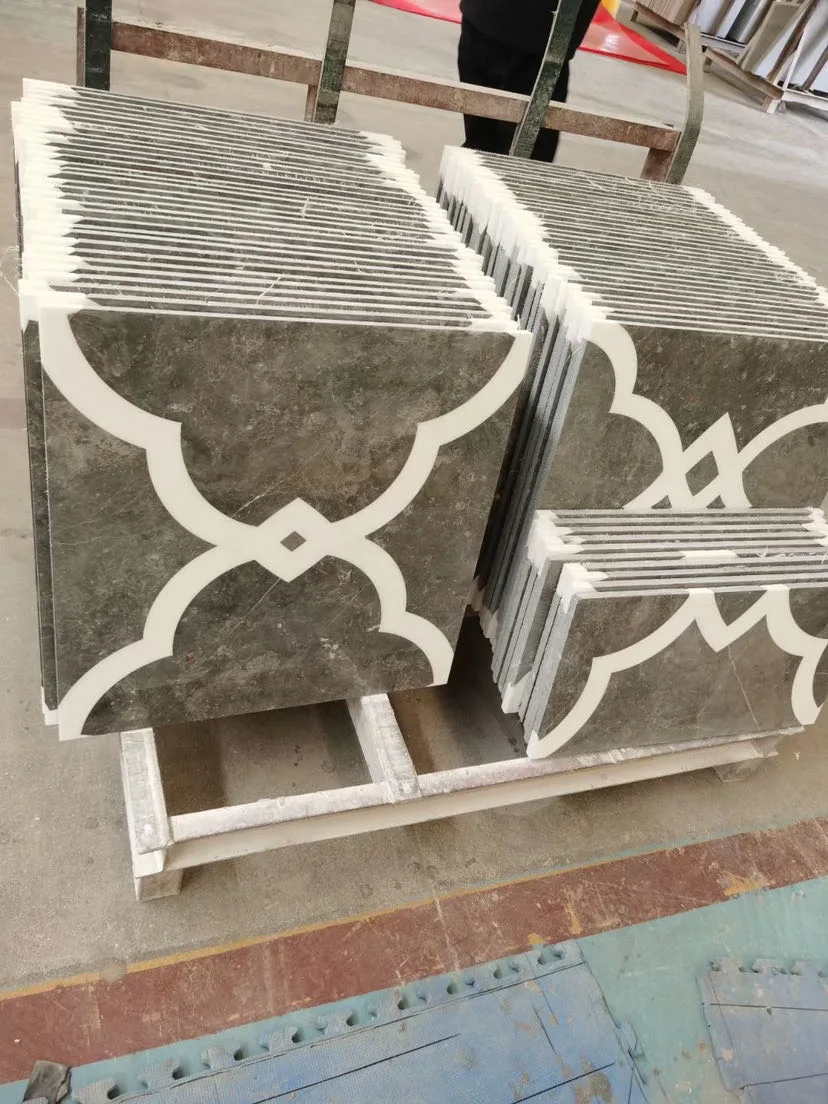 3D Colors Water-Jet Cutting Marble Pattern Tile for Hotel and Villa Lobby