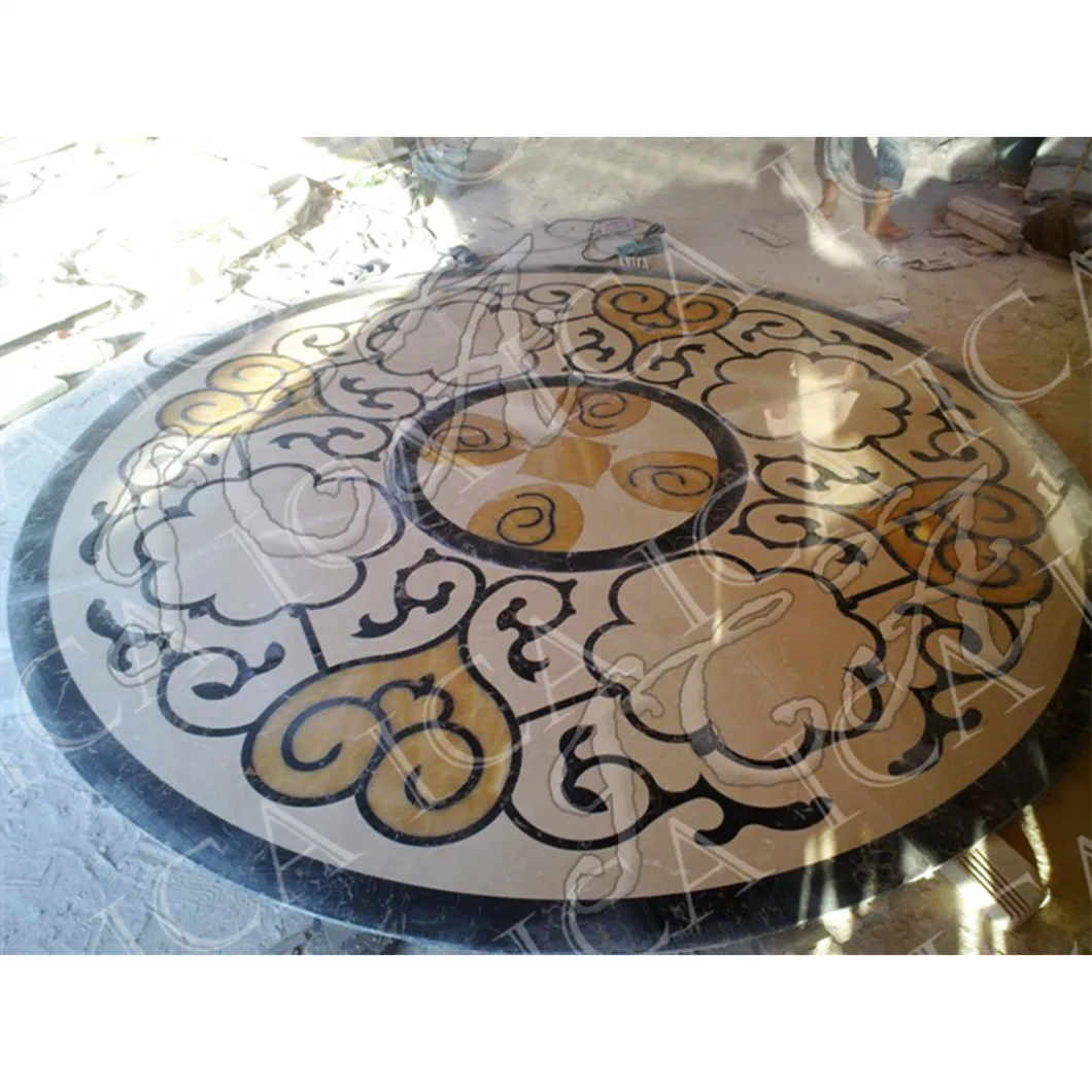 Indoor Decoration Vintage Pattern Luxury Classical Design Style Round Marble Mosaic Tile Floor Tile