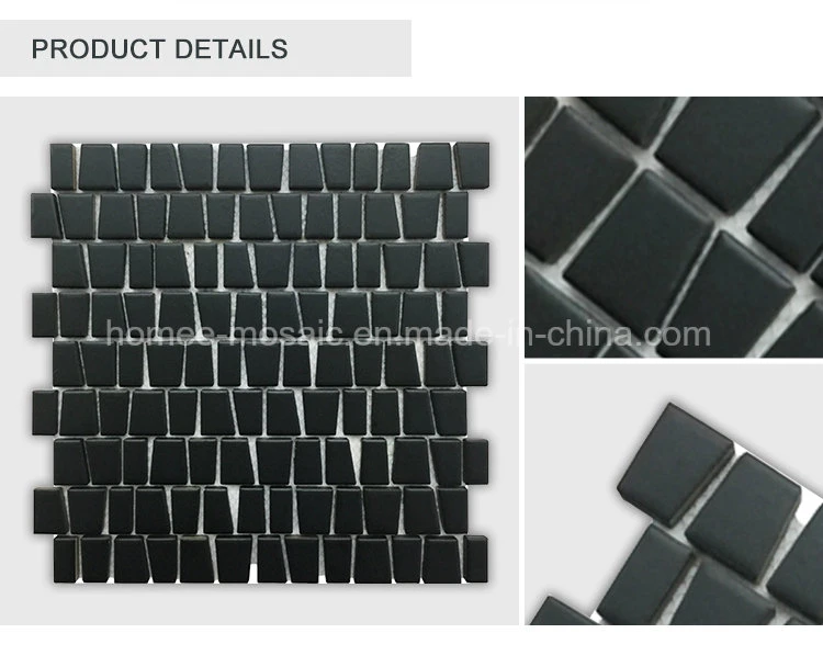 Trendy Low Price Hot Selling Black Mosaic Irregular Shape Porcelain Mosaic Tile