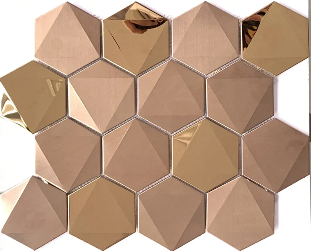 Hexagon Stainless Steel Mosaic Panels Metal Mosaic Tiles for Wall Decoration