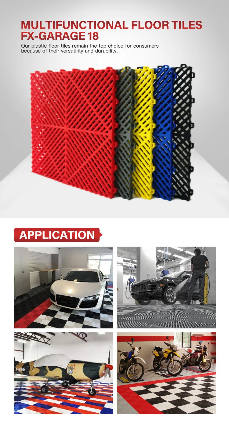 Vented Drainage Removable Plastic Interlocking Garage Floor Tiles/Cheap Garage Floor Covering for Car Washing