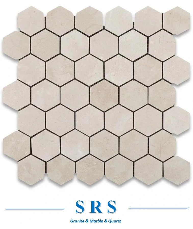 Natural Stone White Marble Shower Floor Hexagon Tile Mosaic