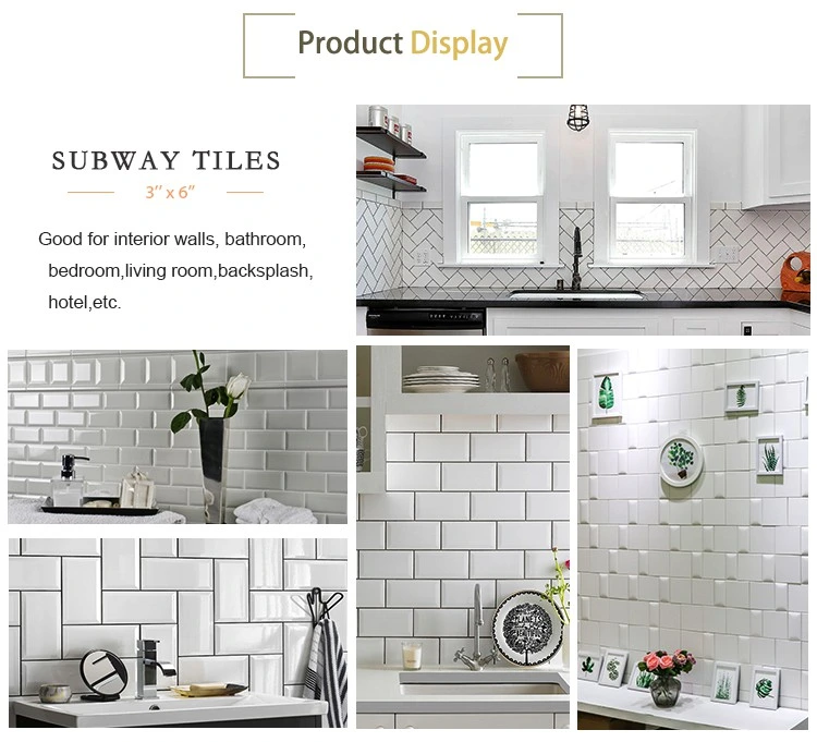 White 75X150mm Modern Kitchen Backsplashes Design Glazed Ceramic Subway Wall Tiles