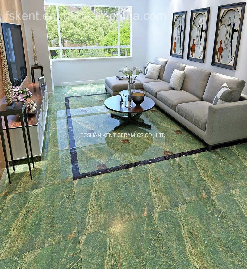 Forest Green Wall Floor Glossy Vitrified 3D Inject Natural Style 600*600mm Tile