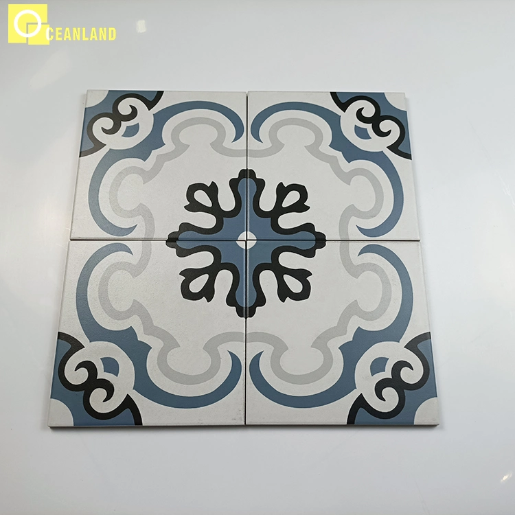 Art Floor Cement Flower Pattern Porcelain Hand Painted Tile