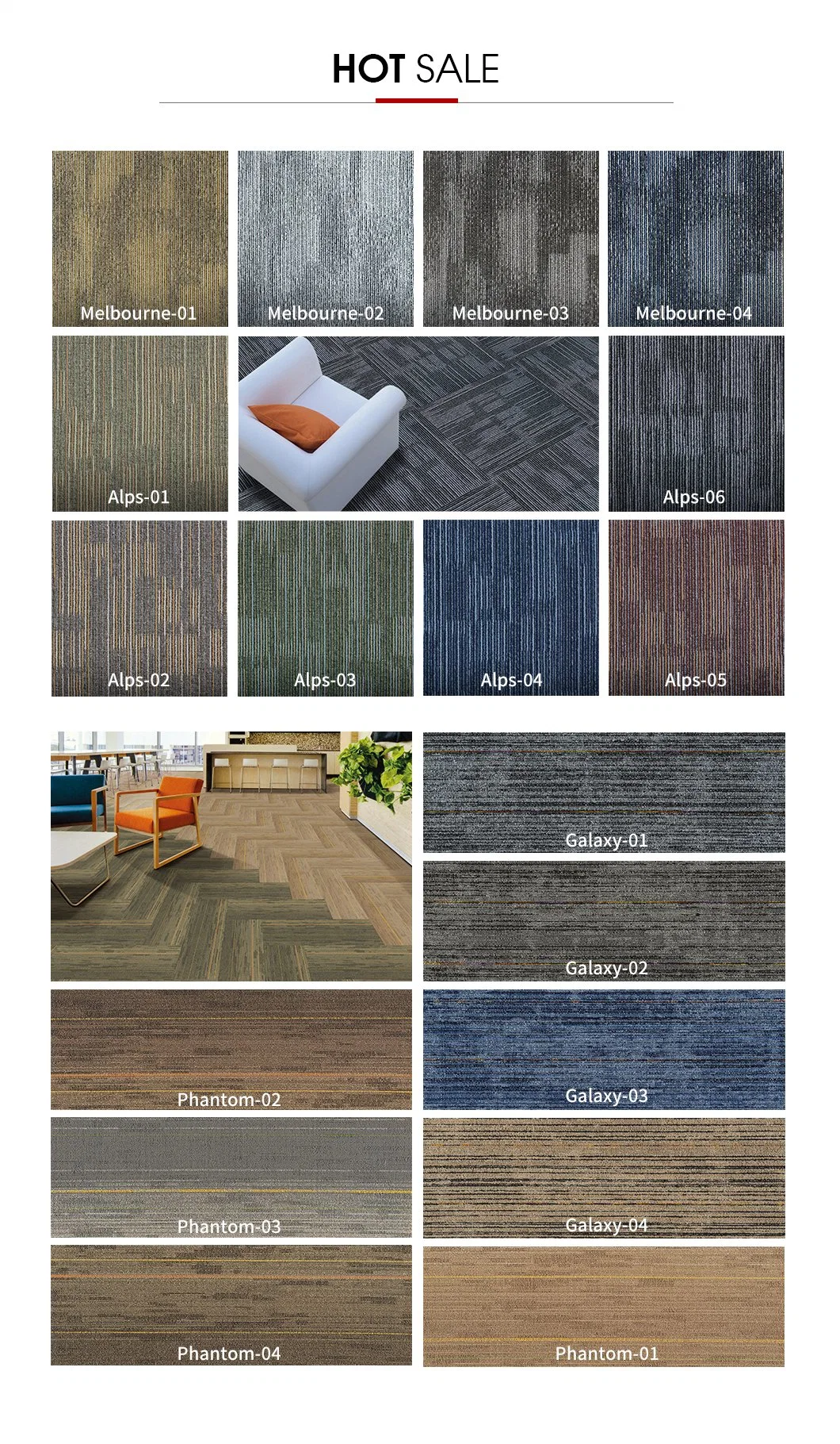 PP Carpet Tiles 50X50 Commercial Office Modular PVC Backing Carpet Tiles