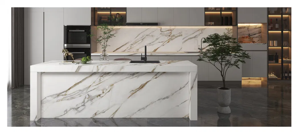 Large Format Marble Tiles Sintered Stone Panel Bookmatch Design Large Sizes Porcelain Slab 1600X3200X12mm