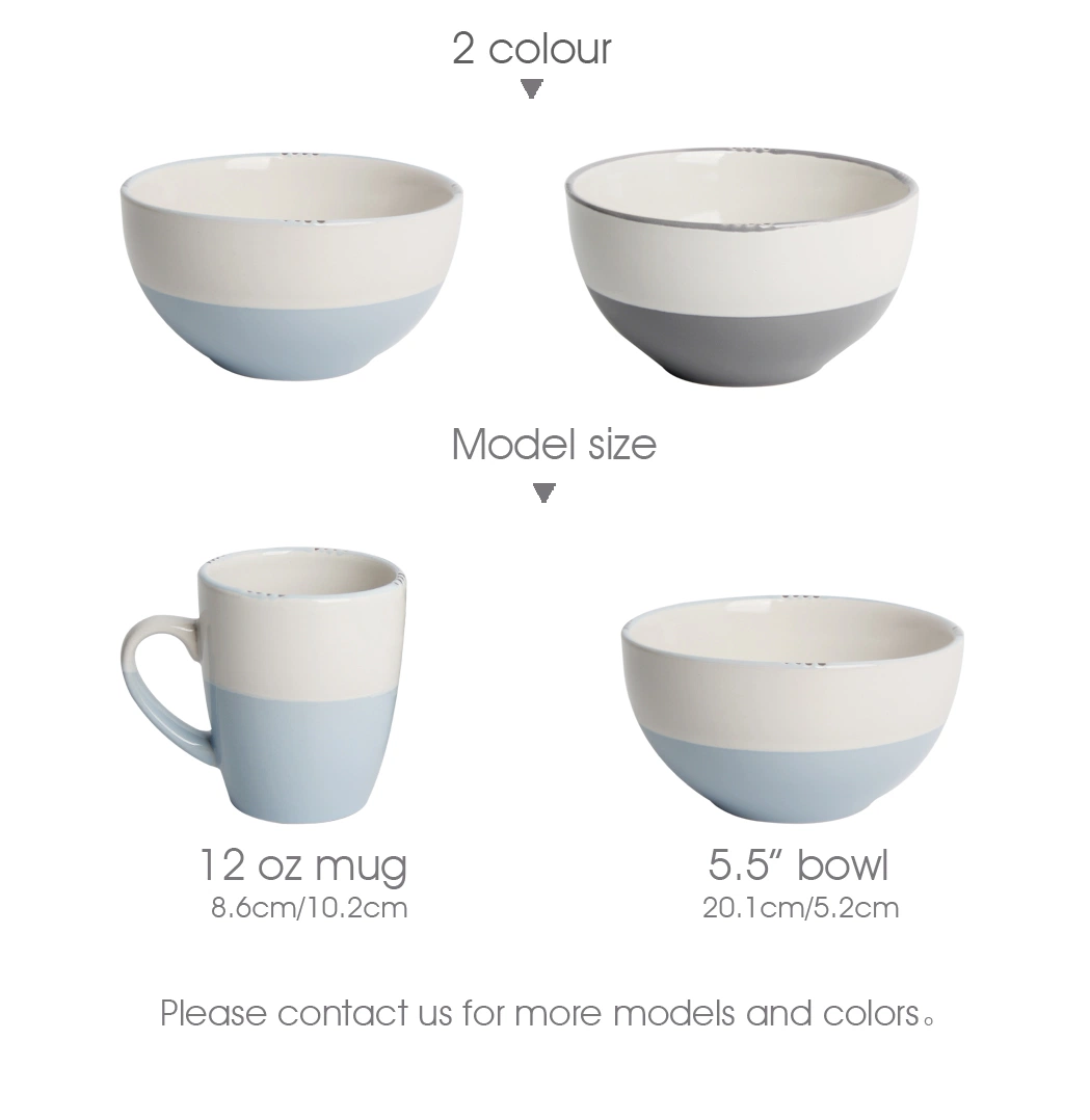 4PCS Set Beackfast Set, Ceramic 5.5&quot;Bowl with 12 Oz Mug