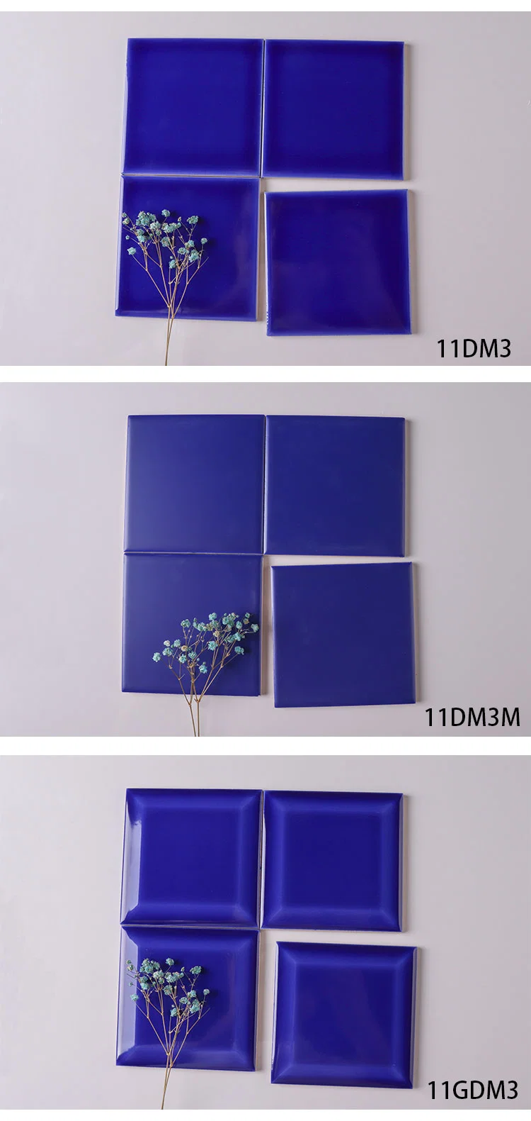 10*10cm 4*4inch Glazed Ceramic Treasure Blue Wall Tile for Living Room Designs