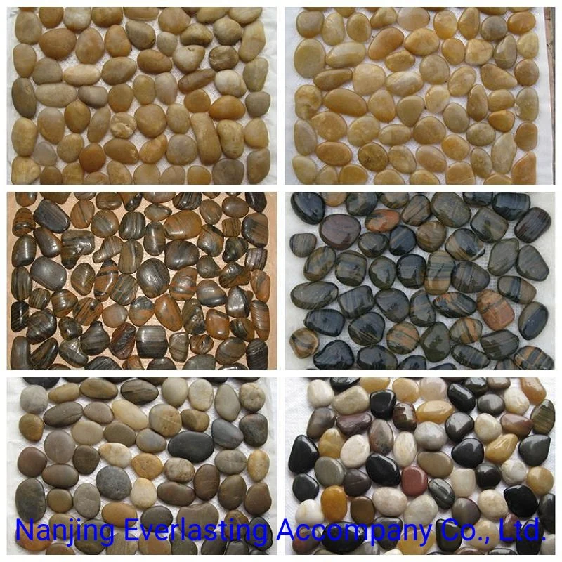 Sliced Polished Natural Stone Pebbles Mosaic Wall &amp; Floor Tile
