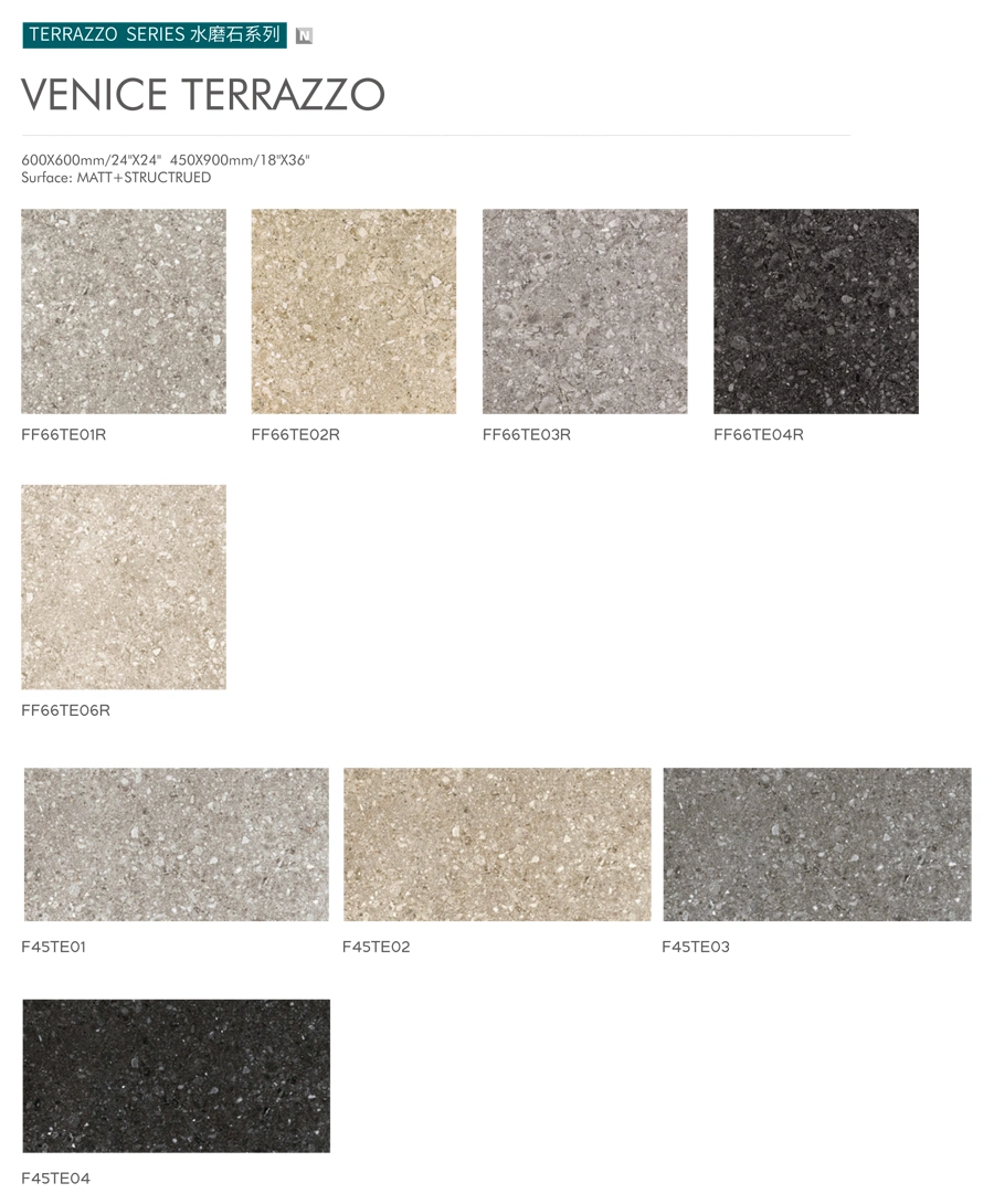 600X600mm, 450X900mm Matt and Anti-Slip Surface Terrazzo Design Rustic Floor Tile