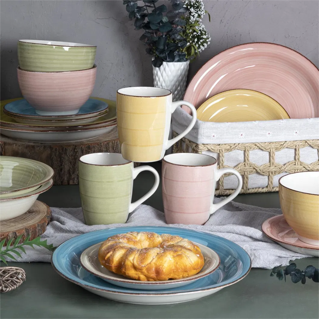 Beautiful Embossed Dinner Set 4 Customized Red Ceramic Stoneware for Gift