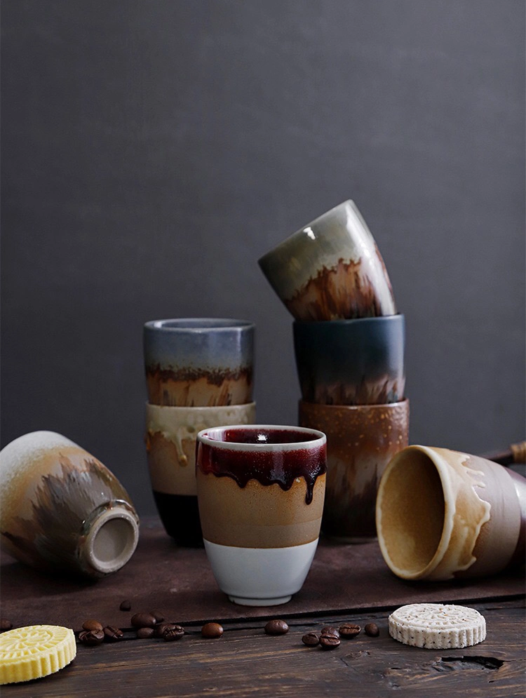 Chinese Factory Cute Animal Designs Etched Glassware Ceramic 1950s Era Coffee Mug