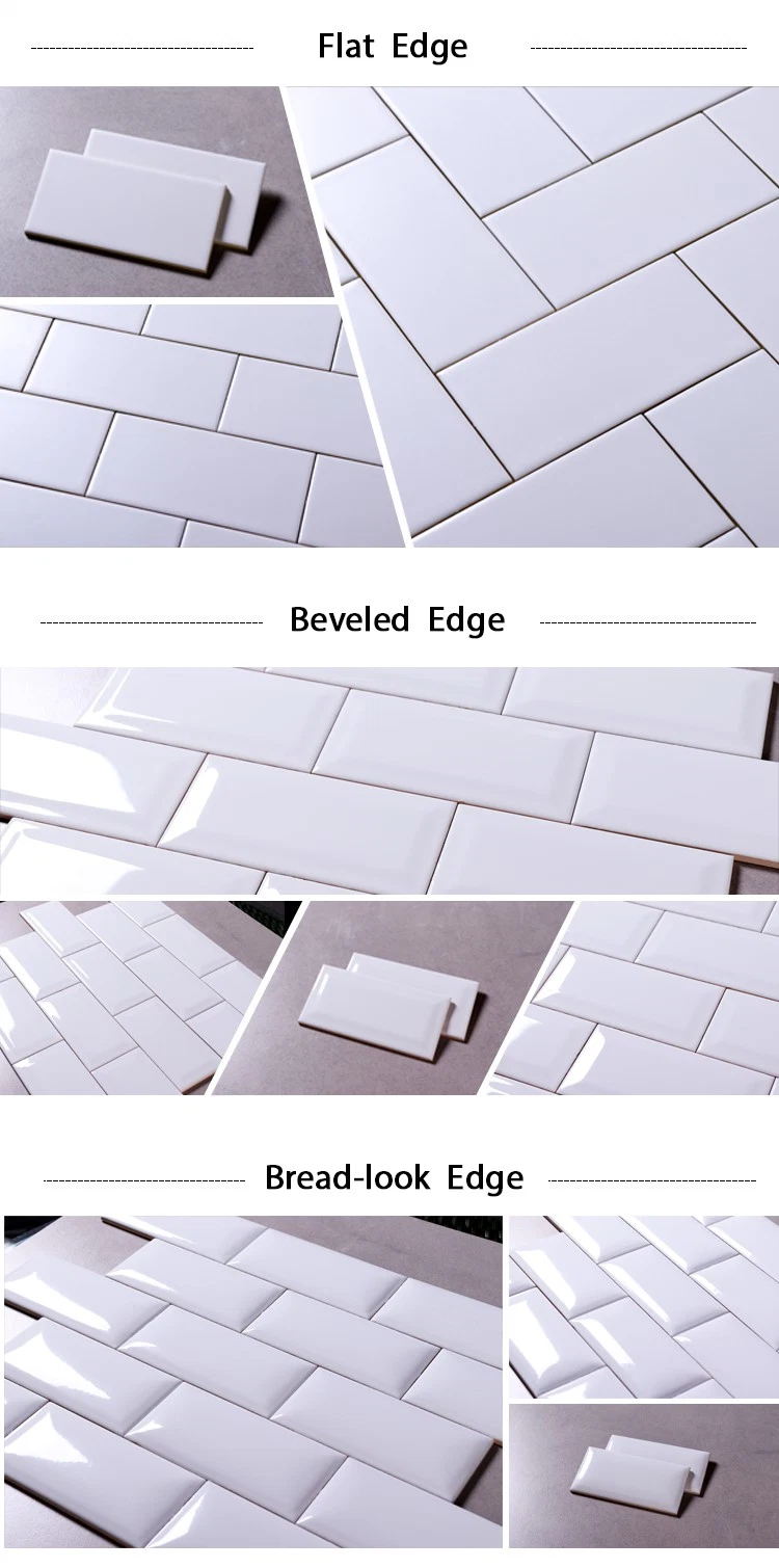 White 75X150mm Modern Kitchen Backsplashes Design Glazed Ceramic Subway Wall Tiles